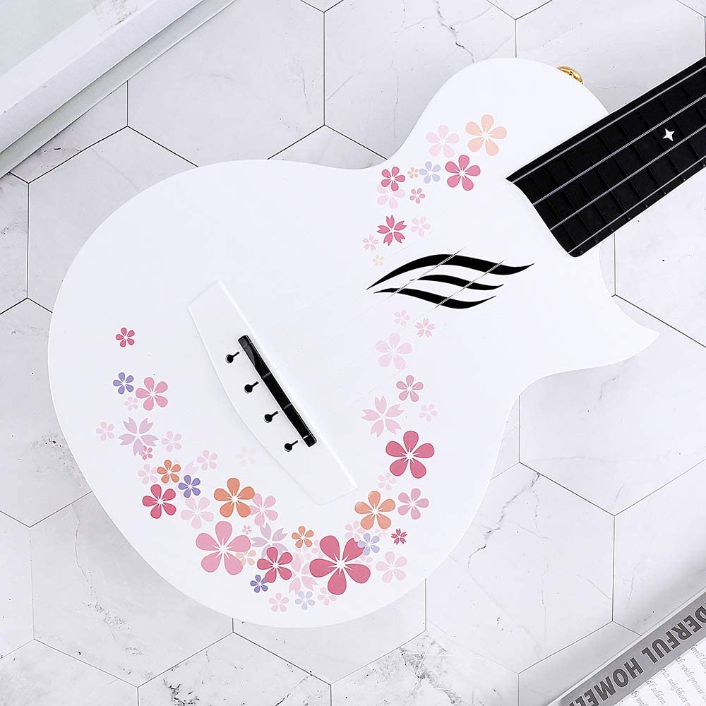 Enya Nova-Ukulele Intelligent Acoustic Guitar flower, 4 Strings, Carbon Fiber, Beginner Instrument, 23", U, 23"