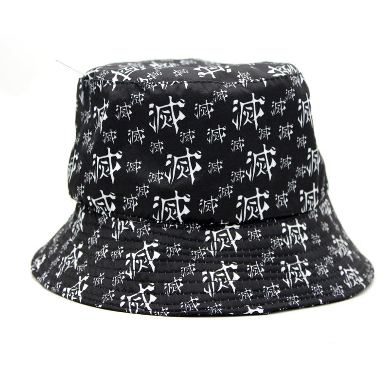 2023 New Demon Bucket Hat Reversible Two Sides Bob Panama Caps for Girls Boys Japanese Anime Woman Fisherman Hats Sunhat