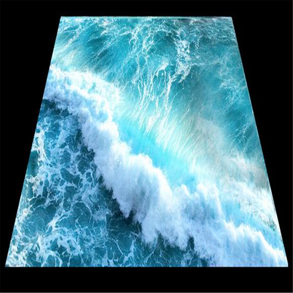 3D-Bodentapete für Badezimmer, 3D-Meereswellenboden-3D-Wandbildtapete für Wohnzimmer