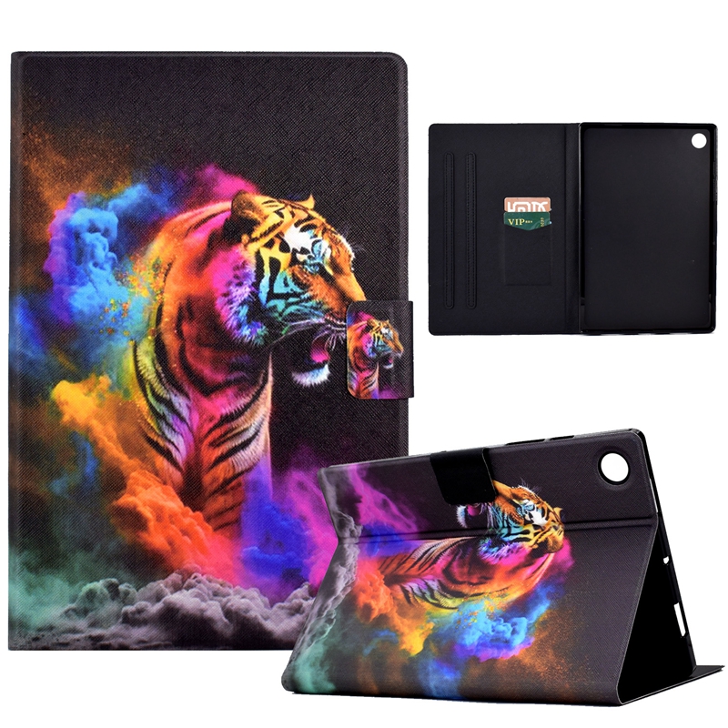 28Designs läderplånbok Tablettfodral för Samsung Galaxy A9 Tab A9 Plus 2023 Giraff Flower Leaves Butterfly Skull Tiger Cat Marmor Flower Card slot Holder Pouch