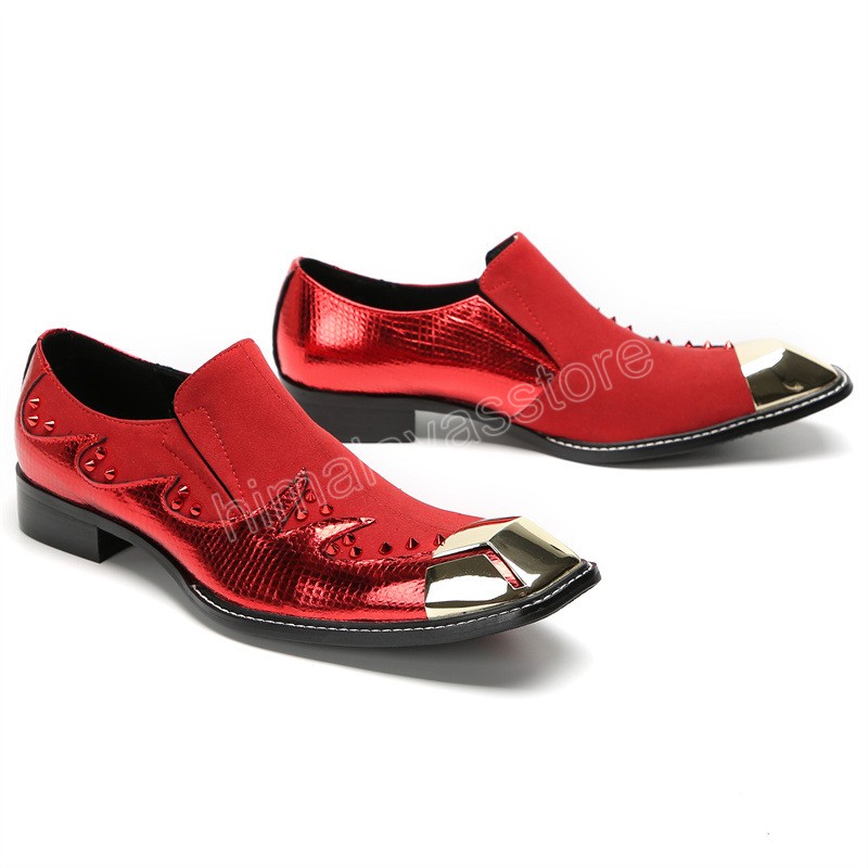 Мужская обувь итальянского типа, туфли без шнуровки, мужские модельные туфли из натуральной кожи, золотые мужские туфли с металлическим носком, красные вечерние и свадебные туфли.