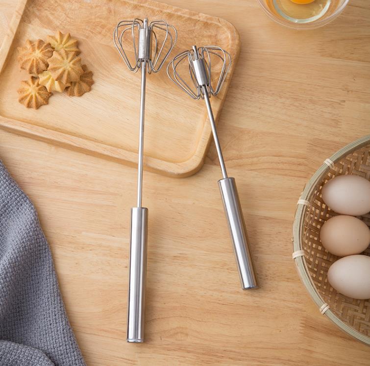 Semi-automatic Mixer Egg Beater Manual Self Turning 304 Stainless Steel Whisk Hand Blender Egg Cream Stirring Kitchen Tools Wholesale SN5298