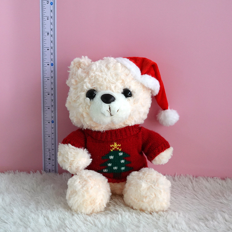 Рождественский плюшевый мишка в шапке Санты и шарфе, милый плюшевый мишка, плюшевые игрушки, мягкие игрушки, подарки для ребенка