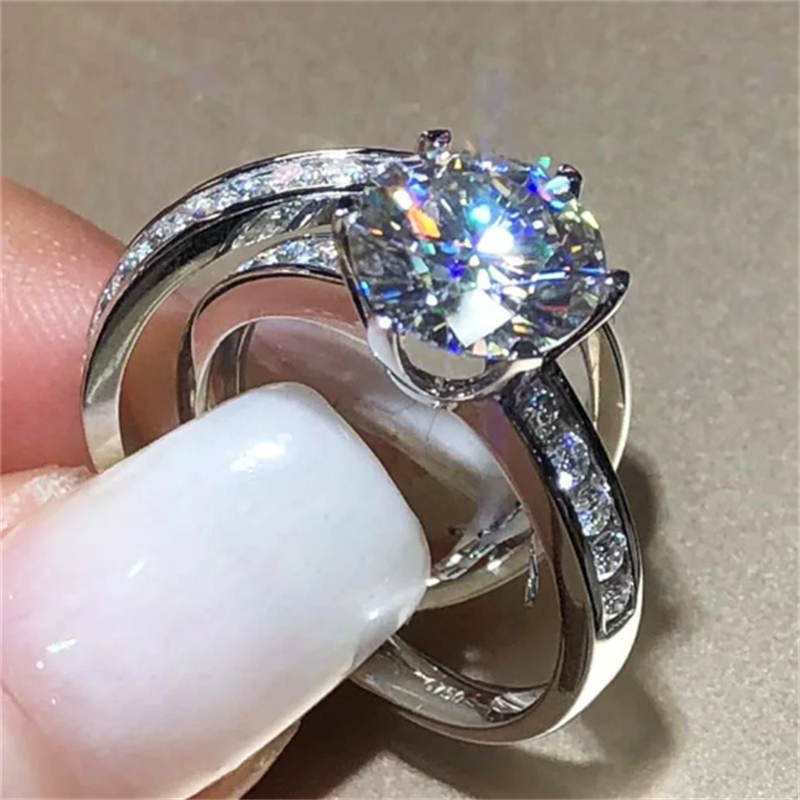 Sparkling Lovers Lab Diamond Finger Ring Sets 925 Sterling Silver Party Wedding Band Rings For Women Men Men Engagement Sieraden Gift