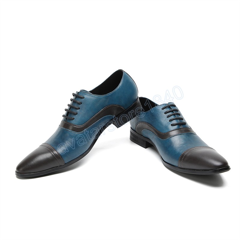 Scarpe da lavoro italiane a punta con lacci Scarpe derby eleganti patchwork di grandi dimensioni Scarpe brogue classiche da uomo in vera pelle