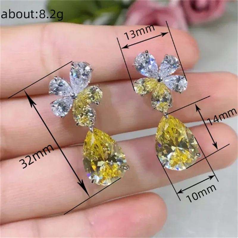 Cut Lab Topaz Diamond Dangle Earring Jewelry 925 Sterling silver Party Wedding Drop Earrings for Women Engagement Gift