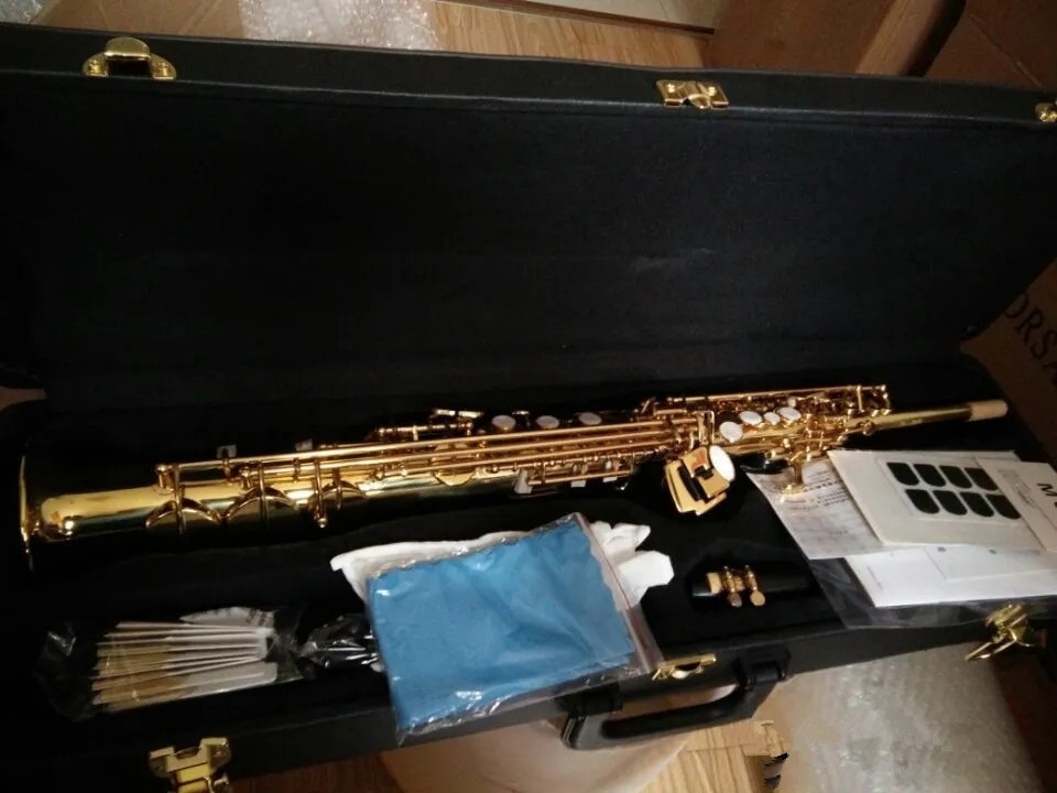 Qualidade Japão Marca YSS-82Z Saxofone Soprano Reto Soprano B-Flat Sax Bocal Ligadura Reed Neck Instrumento Musical Com Estojos De Couro Grátis