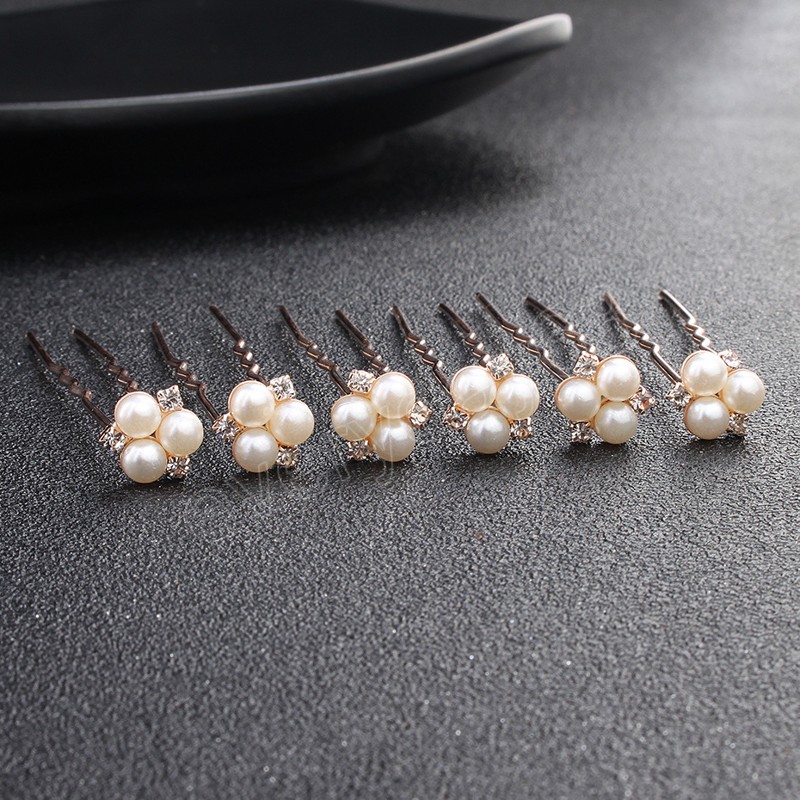 U-shape Hairpin Set For Women Simple Pearl Hair Clip Fashion Girls Crystal Tiaras Wedding Hair Ornament Bridal Hair Jewelry