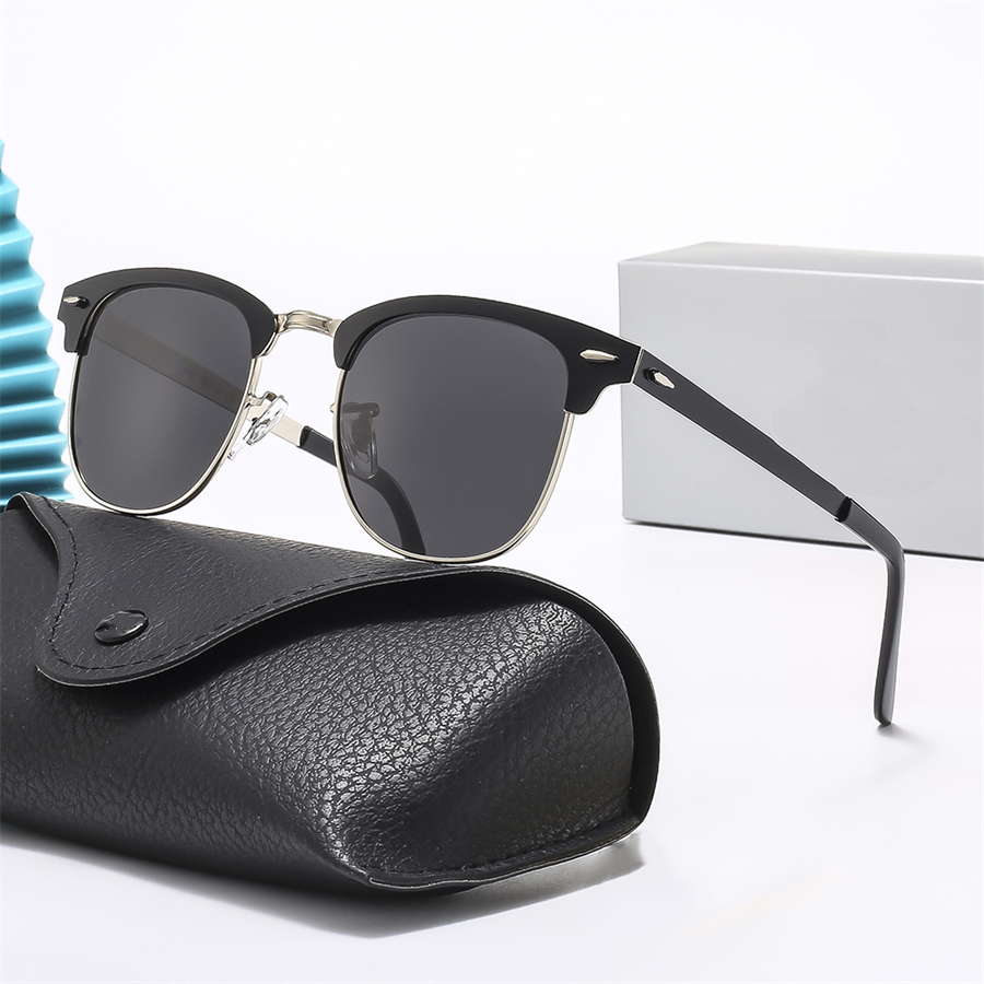 여성용 남성용 고급 디자이너 선글라스 브랜드 패션 브랜드 패션 안경 빈티지 여행 낚시 반 프레임 태양 안경 UV400 고품질