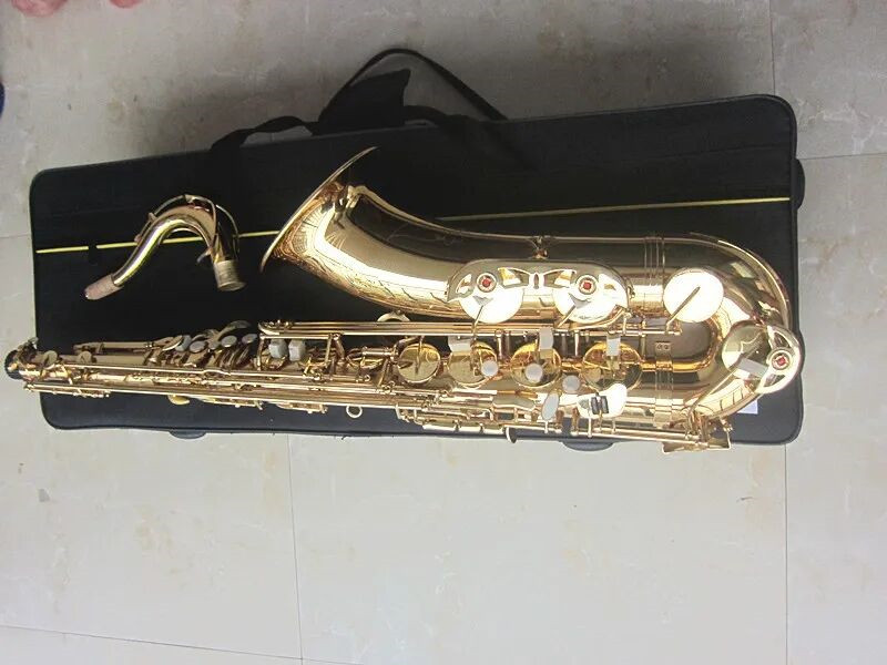 العلامة التجارية المخصصة Mark VI Gold Lacquer Tenor Saxophone French Selma B-Flat Mark-6 Sax Professional BB Reference Saxofon مع CASE