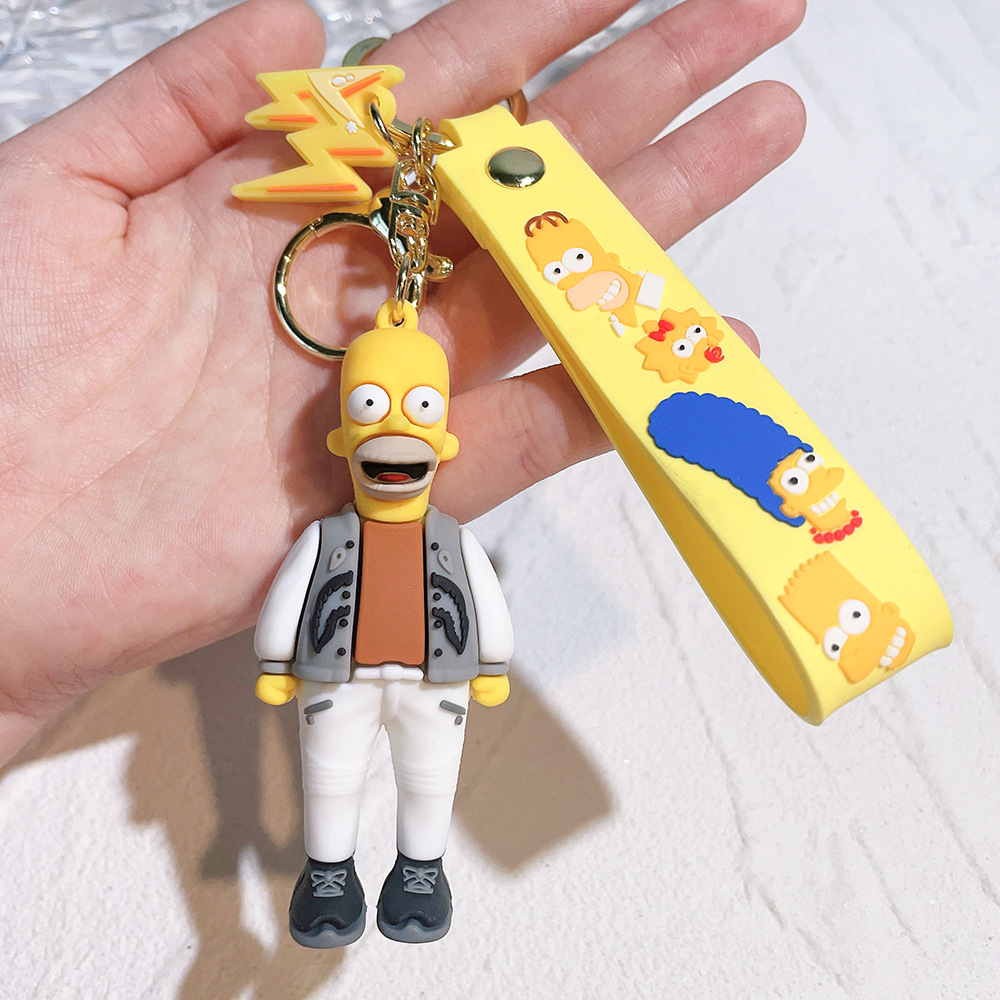 LLavero de silicona de dibujos animados de 12 Simpson, muñeco colgante bonito, bolso, llavero colgante, baratija