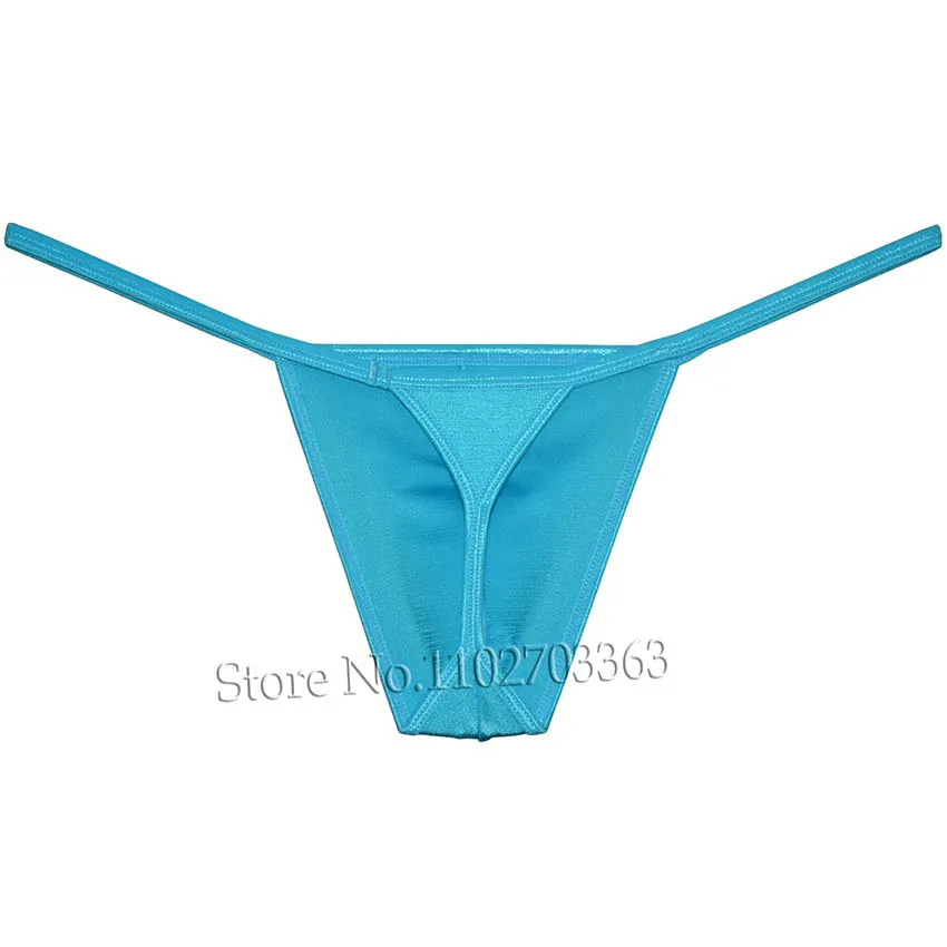 Hommes tongs sous-vêtements brillant Spandex pochette t-back jockstrap pochette reliure string Mini Bikini slips Micro string caleçon