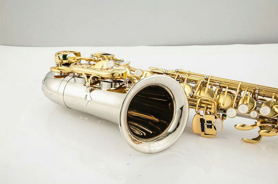 العلامة التجارية الجديدة B Flat WO37 Alto Saxophone Silver Gold Key Bearn