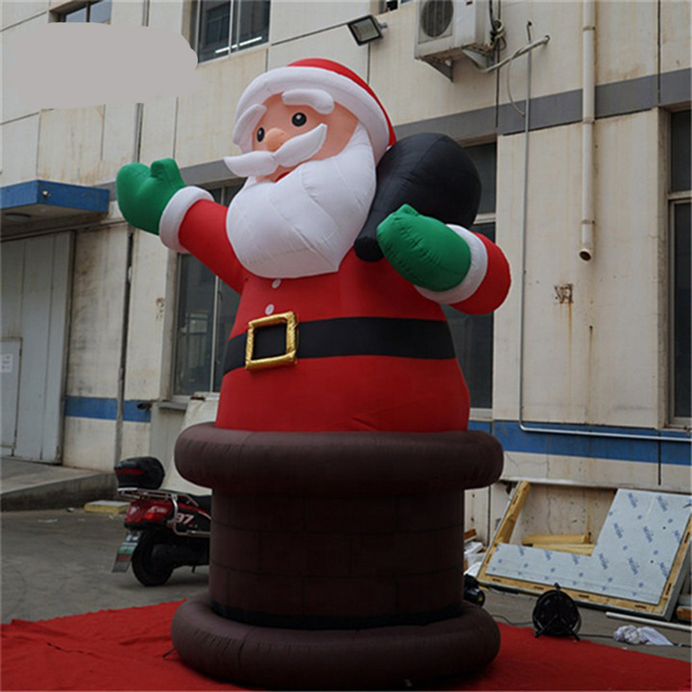 33FT Natal Gigante Inflável Papai Noel Na Chaminé Explodir Oxford Decoração de Natal Ao Ar Livre Desenhos Animados de Natal