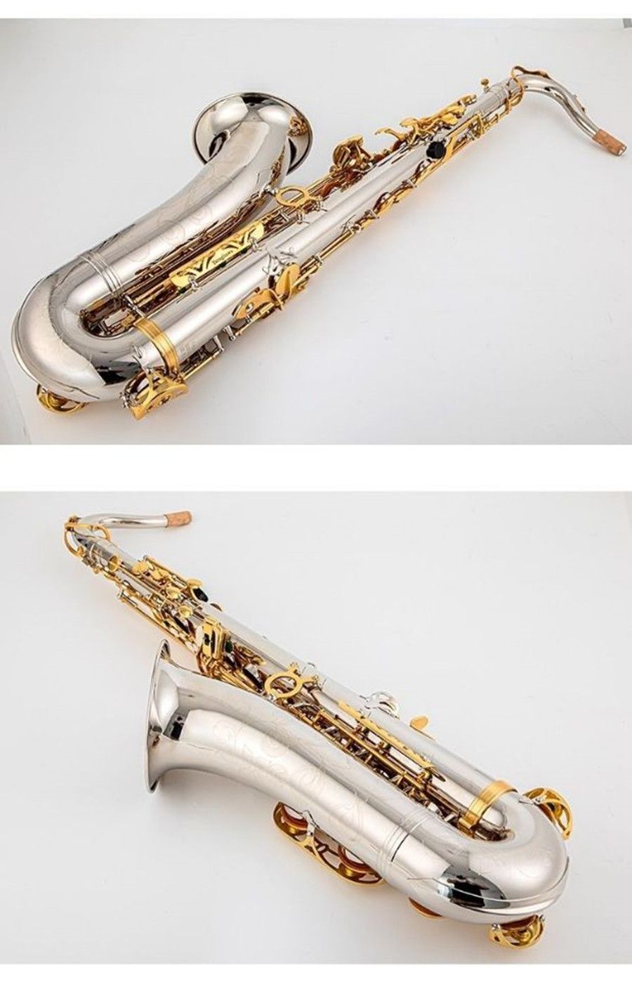 Tenor Saksofon T-902 B Flat Tune Brass Musical Instruments Nickel Srebrny Body Klucz Sax z akcesoriami obudowy