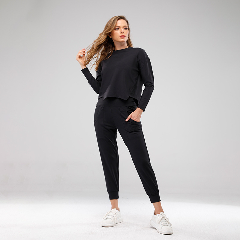 LU-3394 New Yoga Suit Autumn and Winter Sports Shirt Fitness Outdoor Loose Running Pants Casual Sports Pants