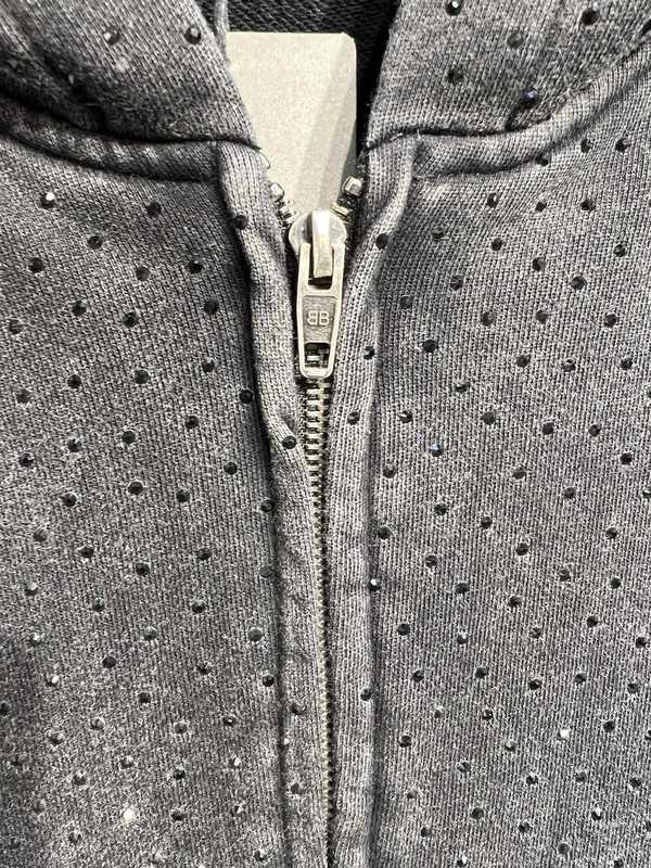 Men's Hoodies & Sweatshirts Designer Autumn and Winter New Paris B Washed and Worn All Sky Star Full Diamond Hot Diamond Zipper Coat Hooded Cardigan Sweater PNWK