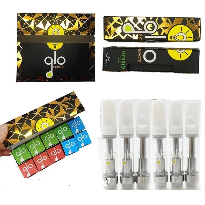 Atacado GLO 0.8ml 1.0ml Carrinhos Bobina Cerâmica com Extratos de Embalagem Dab Pen Wax Vaporizador 510 Thread Vazio Cartuchos Atomizadores de Óleo Autênticos