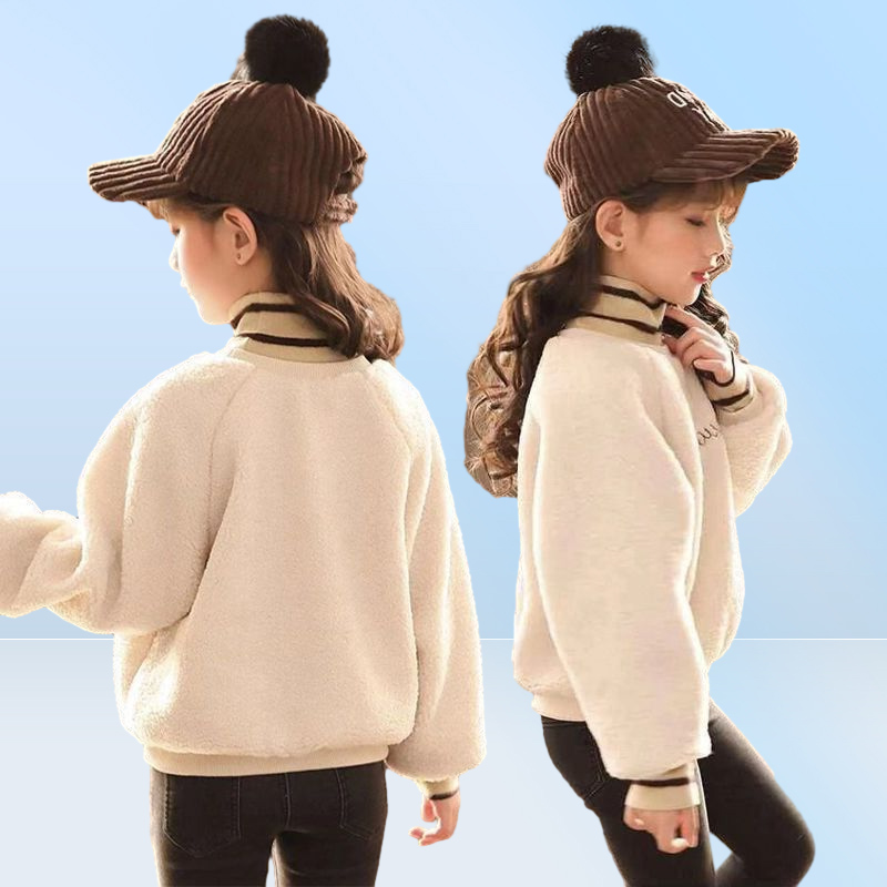 Winter Hoodies Sweatshirts Elegant Winter Spring Autumn Sweater Warm Kids Girl Plus Velvet Lamb Wool Thicken Outfits Baby Boutiq3094138