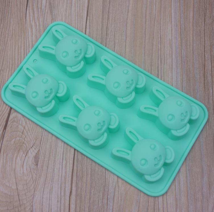 6 buracos sílica gel coelho bolo moldes coelhos forma silicone pão pan forma redonda molde muffin cupcake assadeiras sn5295