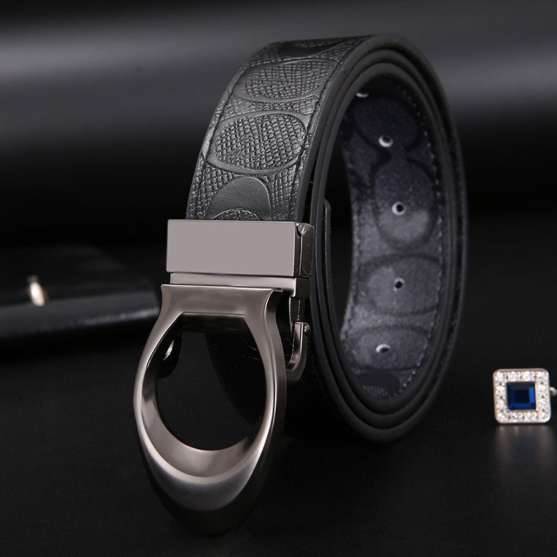 Ceinture de luxe pour hommes Ceinture de créateur 3,5 cm Conception d'impression de chevalier 105-125 cm Boucle en alliage de zinc Ceinture pour hommes Mode Style polyvalent Double face disponible