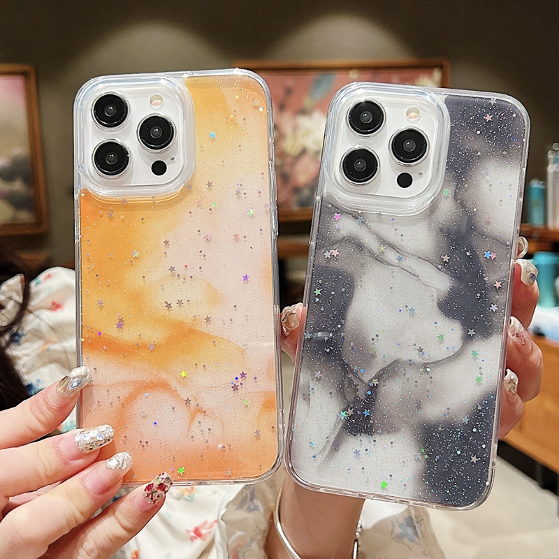 Dripping Glue Cases For Iphone 15 Plus 14 13 12 Pro Max 11 XR XS X 8 7 Soft TPU Stars Starry Cloud Bling Bling Sequin Confetti Foil Fashion Mobile Phone Cover Coque Skin