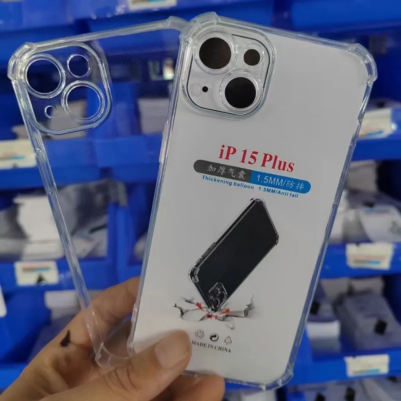 1.5mm 두께의 에어백 iPhone 15 14 13 12 11 Pro XS Max XR 8 7 Plus 충격 흡수 에어 쿠션 케이스 소프트 TPU 명확한 충격 방지 덮개