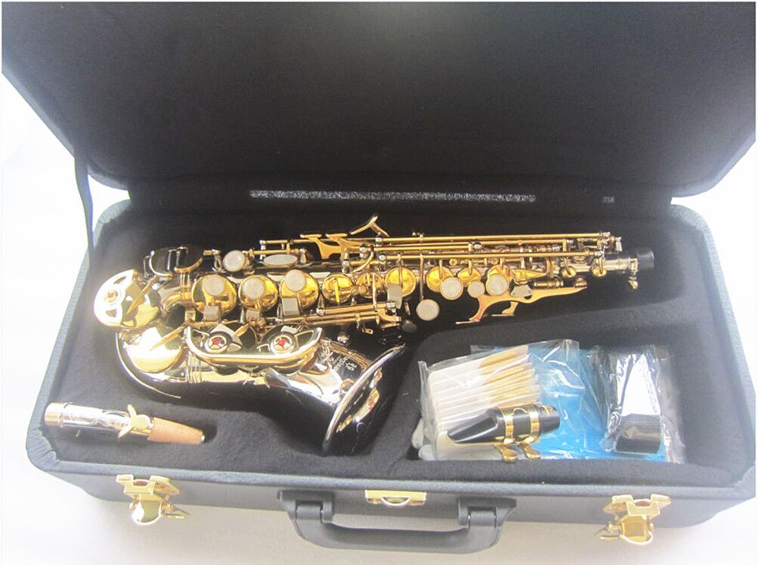 Новый саксофон-сопрано с изогнутой шеей SC-9937Small Sax B Flat Высококачественный латунный никель-серебряный саксофон с футляром для мундштука