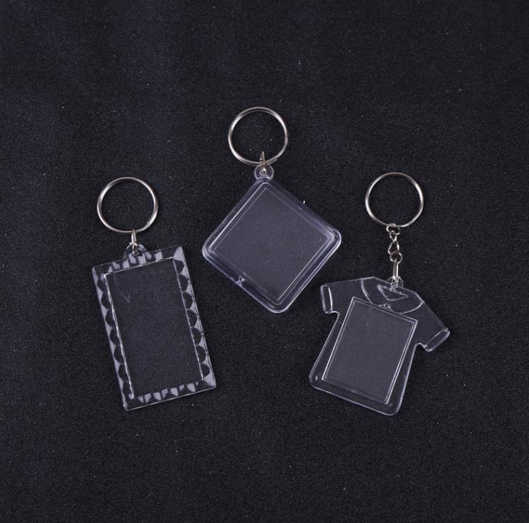 Party Favor DIY Acrylic Blank Photo Keychains T-shirt Shape Key Chains Insert Photo Key Rings 15 Styles SN882