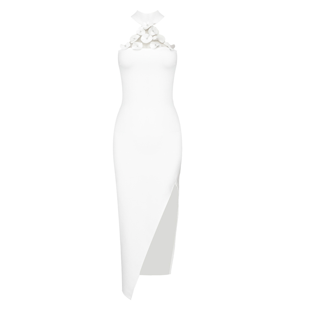 318 2023 Runway-Kleid Frühlings-Herbst-Kleid Marke Gleicher Stil Empire-Rundhalsausschnitt Ärmelloses weißes Damenkleid Mode moduofe