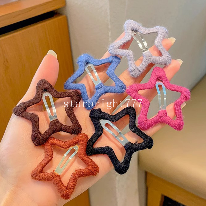 Nuevas pinzas para el cabello BB de estrella colorida de felpa para mujeres, lindas horquillas de estrella de Metal, pasadores de Clip LATERAL, accesorios para el cabello