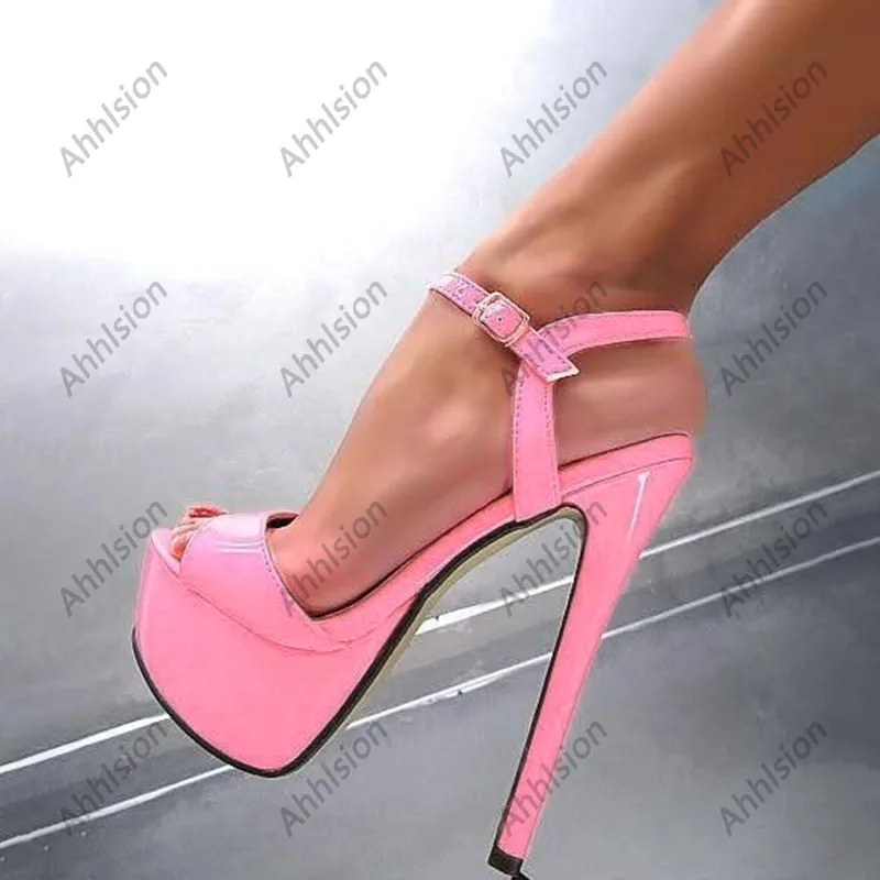Ahhlsion New Women Summer Sandals Sexy Stiletto Heels Peep Toe Beautiful White Dress Shoes Ladies US Plus Size 5-20