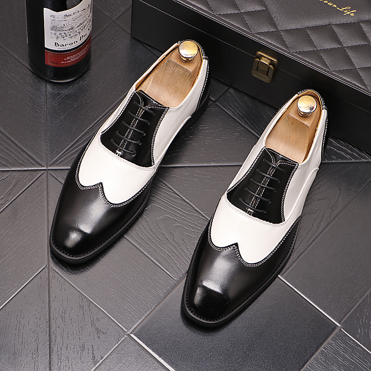 Spring Men Dress Shoes Shadow Patent Leather Fashion Groom Wedding Shoes Men Luxury italian style Oxford Shoes