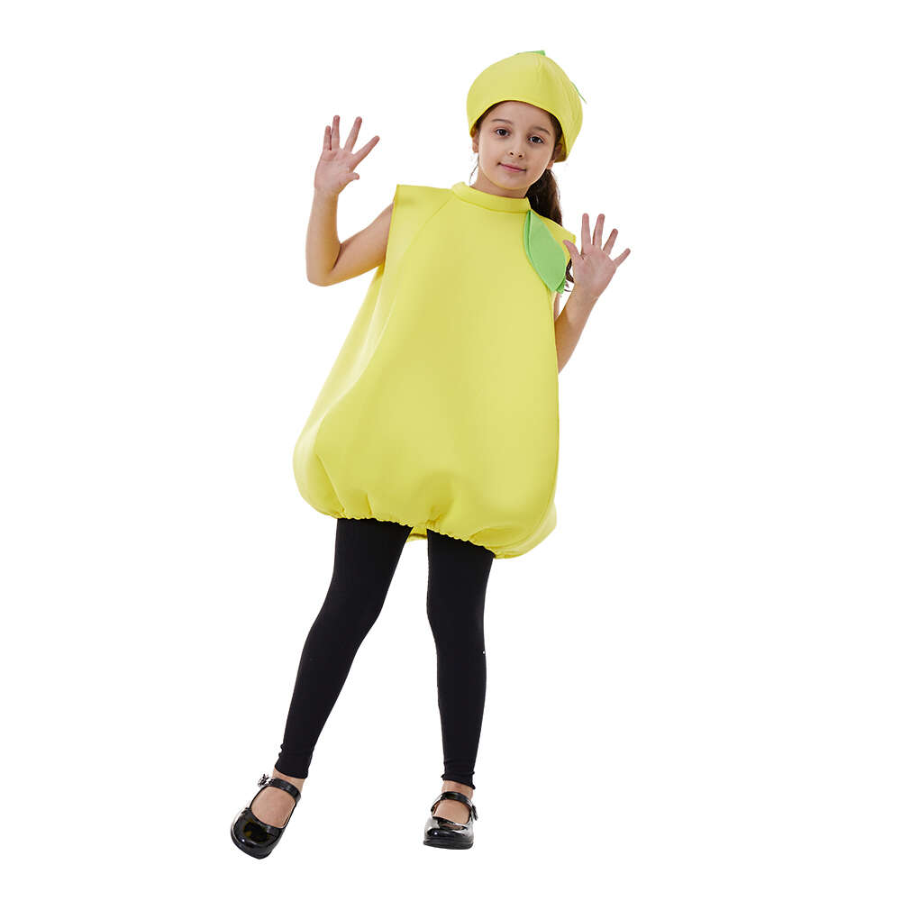 cosplay Eraspooky Halloween Child Fruit Costume Kid Funny Lemon Cosplay Outfit Cartoon Food Jumpsuit with Hat Carnival Party Fancy Dresscosplay