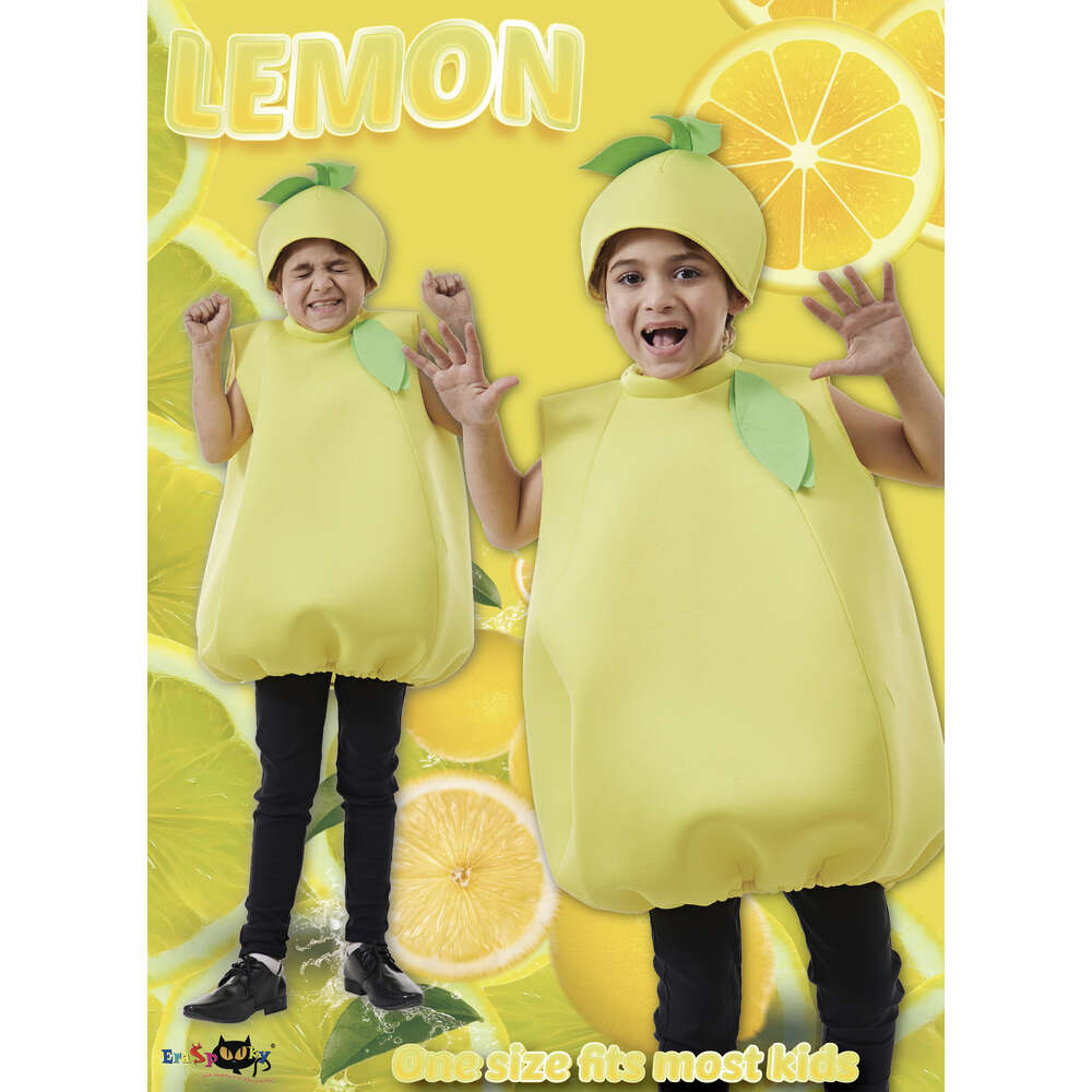 cosplay Eraspooky Halloween Child Fruit Costume Kid Funny Lemon Cosplay Outfit Cartoon Food Jumpsuit with Hat Carnival Party Fancy Dresscosplay