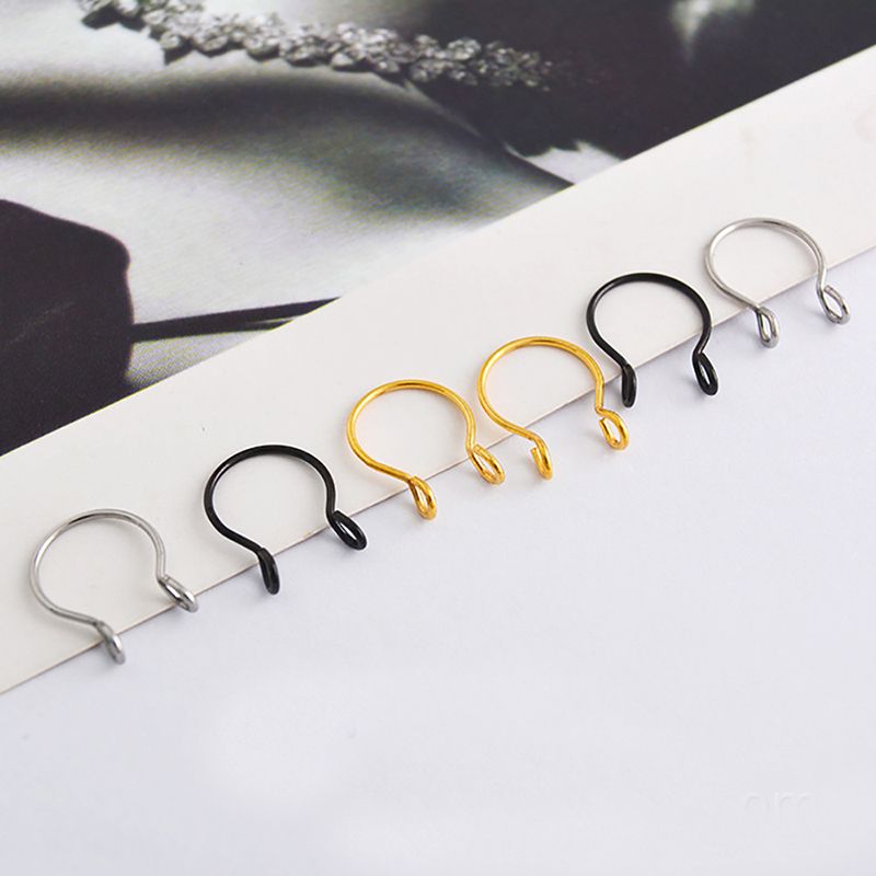 Stainless Steel Fake Nose Ring Hoop Septum C Clip Lip Rings Earring for Women Fake Piercing Body Jewelry Non-Pierced 