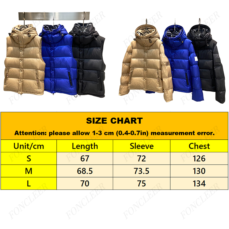 Womens Plaid Hooded Down Jacket Man Designer Parka Outerwear Sleeve Removable Vest Downs Super Thick Warm Winter Coats Unisex Top Jackets SML