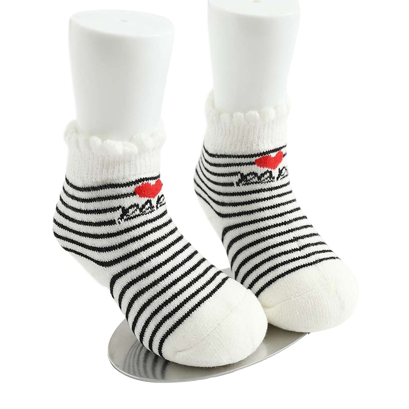 Chaussettes en coton doux pour bébé, esmignonnes Love PaPa Mama, pour bébés filles et garçons, chaussettes chaudes pour nouveau-né, à rayures et cœur, pour tout-petits, printemps et automne