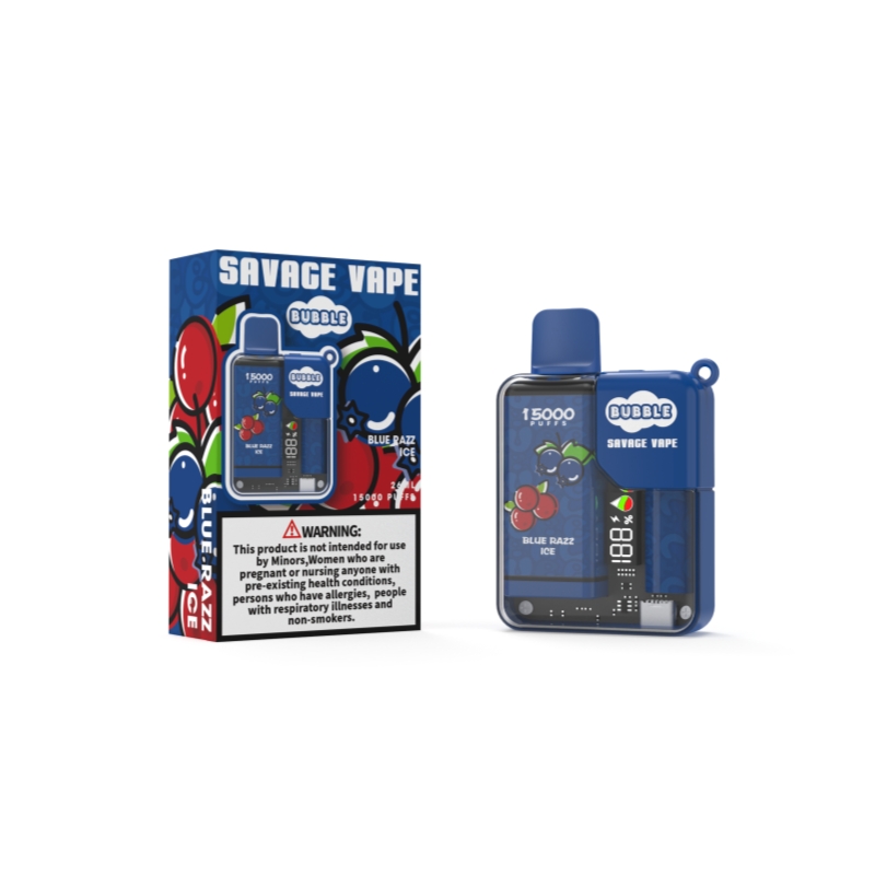 Entrepôt EU Savage Vape Bubble Puff 15000 mod de vape jetable 28 ml saveur de jus bobine de maille verrouillage enfant affichage intelligent intégré réglable vs Randm Mrvi Razz Bar Bang 12k