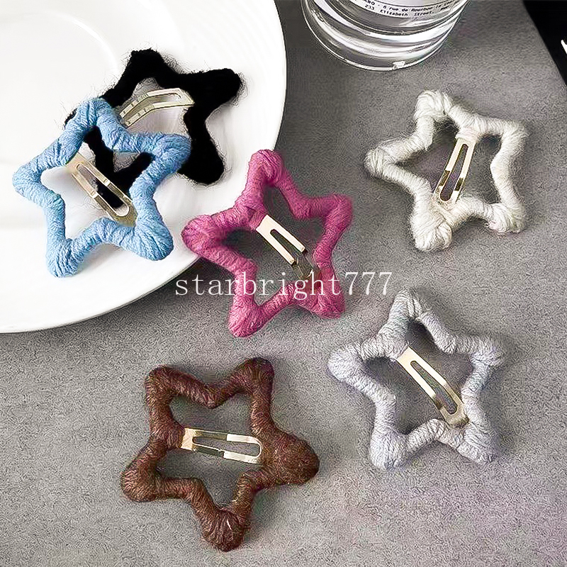 Nuevas pinzas para el cabello BB de estrella colorida de felpa para mujeres, lindas horquillas de estrella de Metal, pasadores de Clip LATERAL, accesorios para el cabello