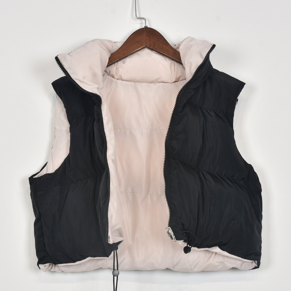 Gilet corto invernale da donna di design Solido doppio lato senza maniche Giacca spessa Top imbottito in cotone femminile Capispalla casual Abiti all'ingrosso 10240