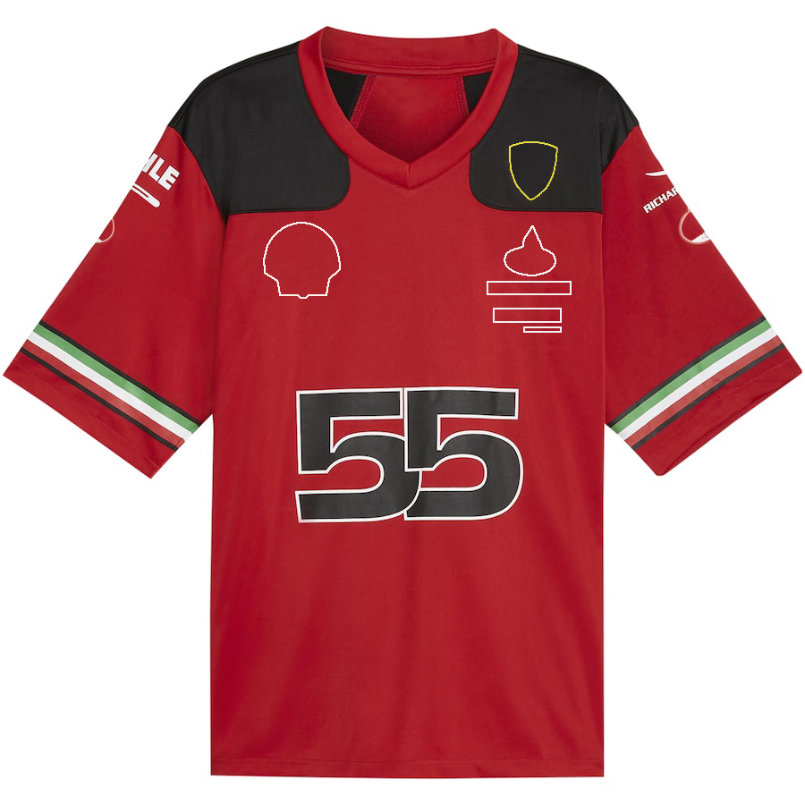 F1 2023チームドライバーフットボールシャツTシャツフォーミュラ1レーシングレッドVネックTシャツ夏レーシングファンカジュアルスポーツジャージーTシャツユニセックス