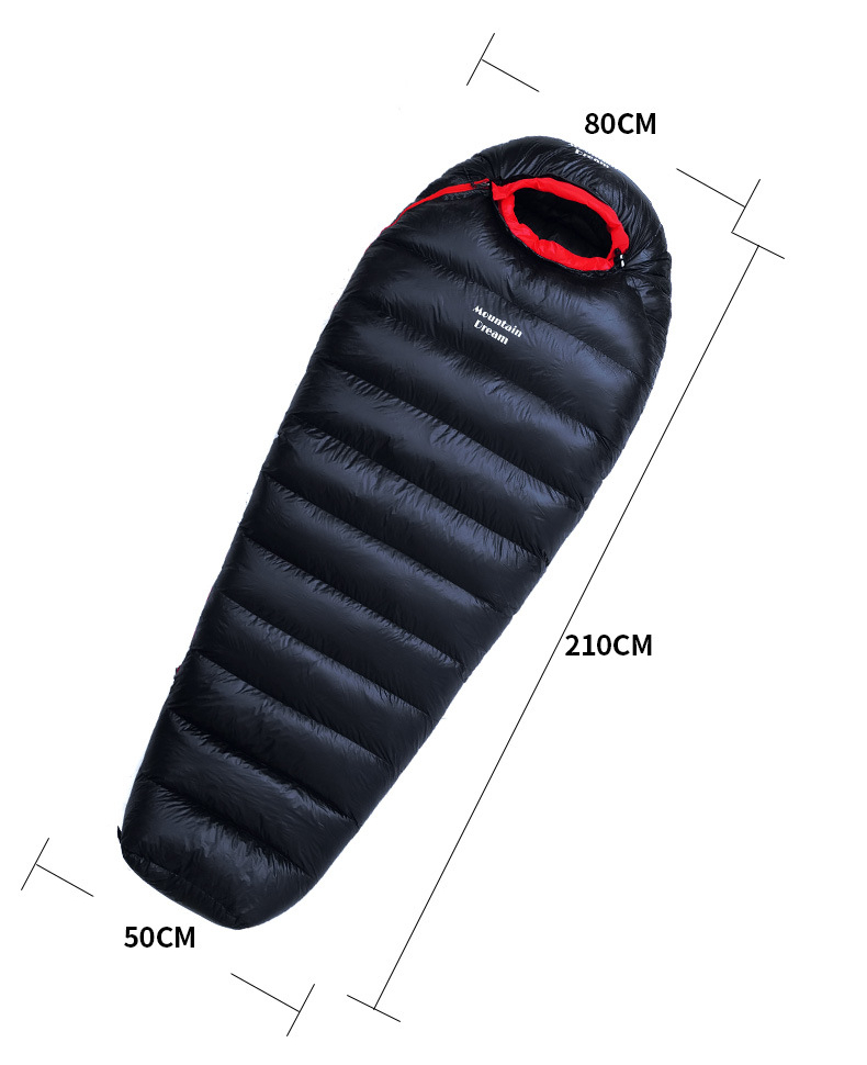 Сверхлегкий спальный мешок на мумие для отдыха на открытом воздухе для взрослых, утолщенный и теплый спальный мешок на утином пуху для кемпинга