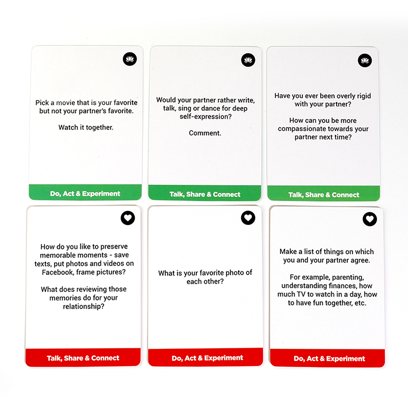 Amazon HotSale Life Sutra Vuxen Par Connect Card Game For Date Night 200 Ämnen Konversation Starters Högkvalitativ billig Board -spel