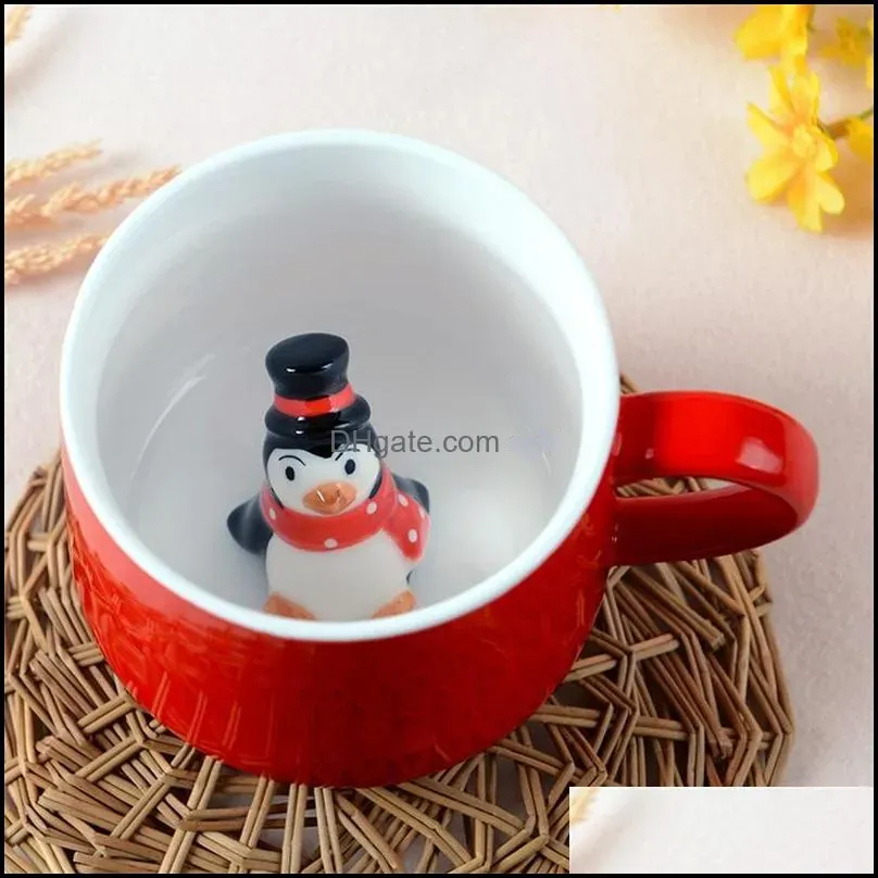 Mugs 3D Lovely Coffee Mug Heat Resisting Cartoon Animal Ceramic Cup Christmas Gift Many Styles 11 C R Drop Delivery 2024 Home Garden