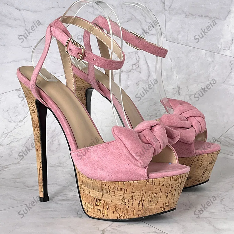 Sukeia Nieuwe Vrouwen Zomer Platform Sandalen Sexy Stiletto Hakken Peep Toe Mooie Fuchsia Banket Schoenen Dames Plus Amerikaanse Maat 5-20