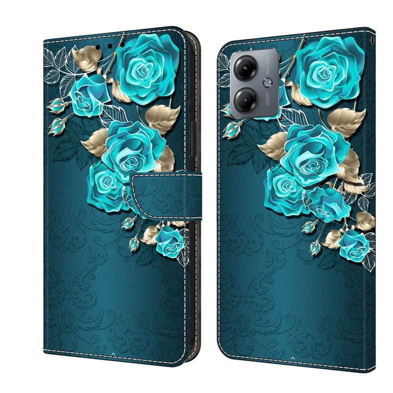 Fashion Flower Rose Wallet Falls för Samsung S24 Plus Ultra A05S A15 Moto G14 G54 Xiaomi 14 13T Pro Redmi 13C Butterfly Cat Holder ID Card Slot Flip Cover Pu Leather Pouch