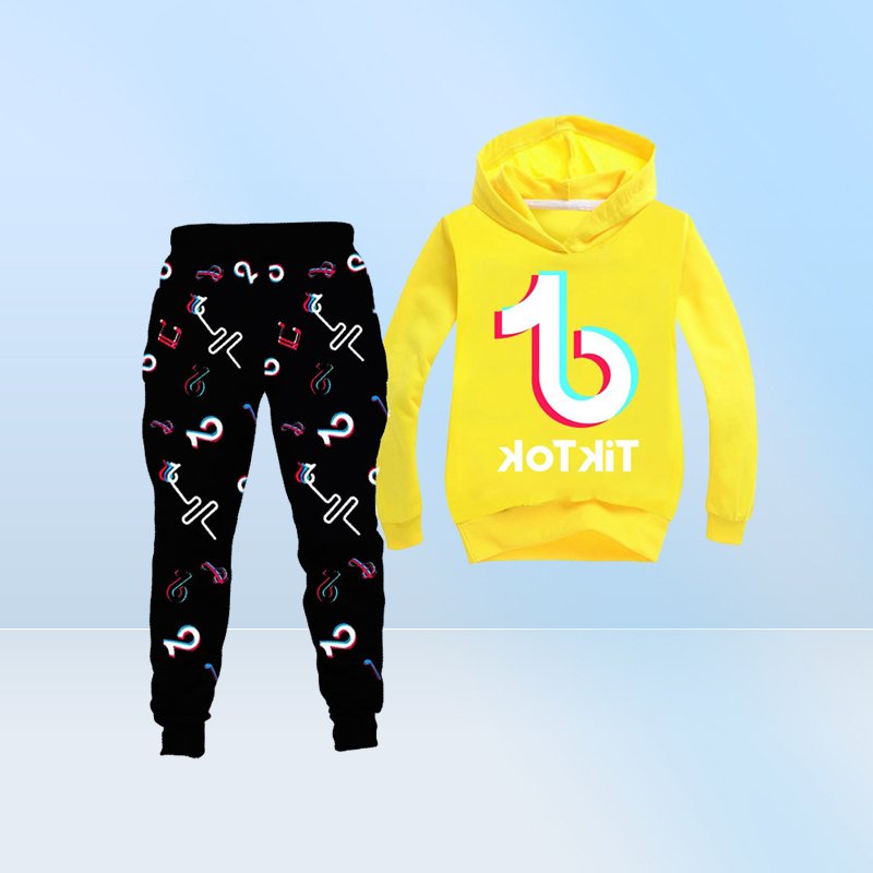 Ingesteld voor Big Boy Girl tracksuit kleding herfst winter Kid Hooded sweatshirt+Print Pant Outfit Sport Suit 12 Jaar9203915