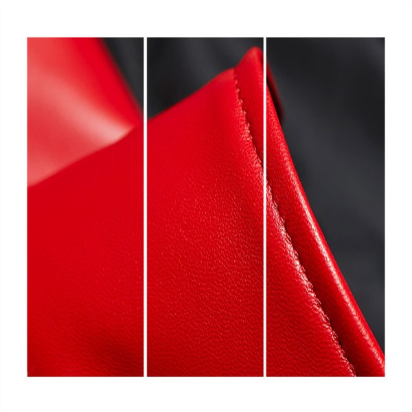 2023秋の新しい赤い本物の革のコート女性の短いフィットフリップカラーハイウエストオートバイ小さな革のジャケット
