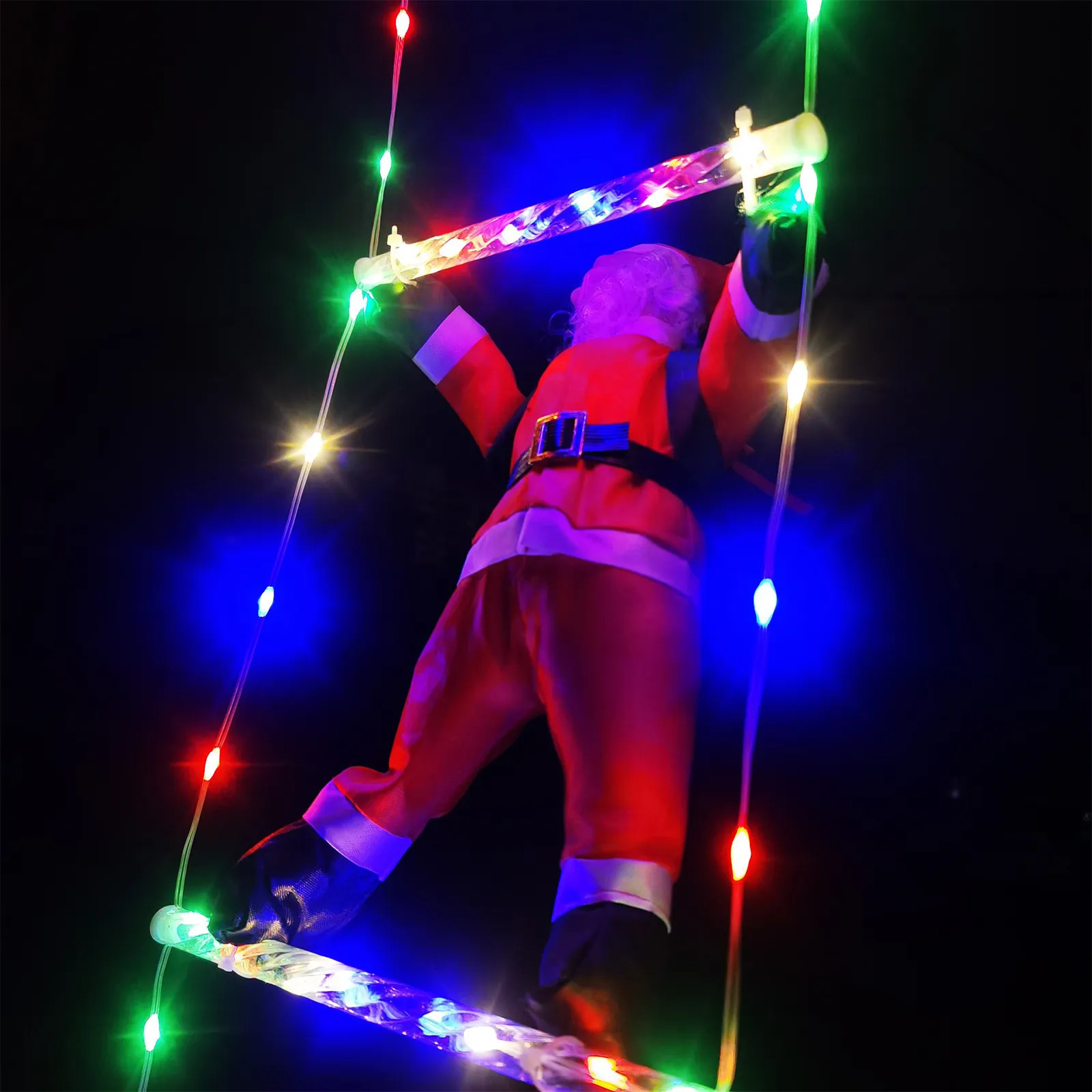 Christmas Decorations Santa Claus Climbing On Rope Ladder Indoor Outdoor Ornament Decor Waterproof LED Light With Remote Control 231019